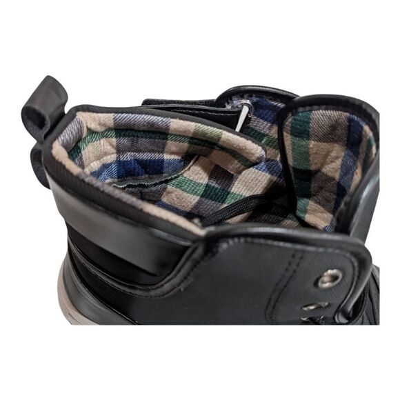 Max Star Men's Black Lace Up High Tops Faux Leather Straps Plaid Size 46, NWOT - Picture 7 of 14